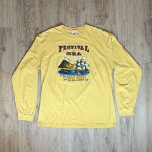 Vintage Anvil Festival Of The Sea Long Sleeve Tee XL Yellow Gold Rush 1849-1999